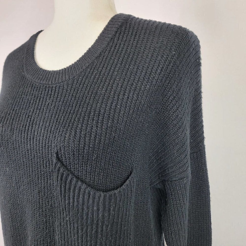 Madewell Thompson Pocket Pullover Sweater Black Long Sleeve Boat Neck Size S - Picture 2 of 10